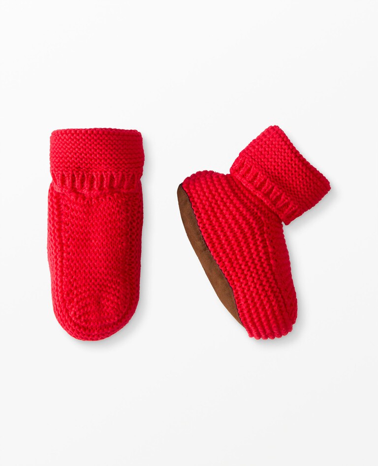 Sweaterknit Booties In Organic Cotton in Hanna Red - main