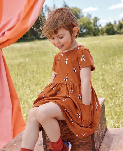 Playground Dress with Pockets in Tents on Dogwood - main