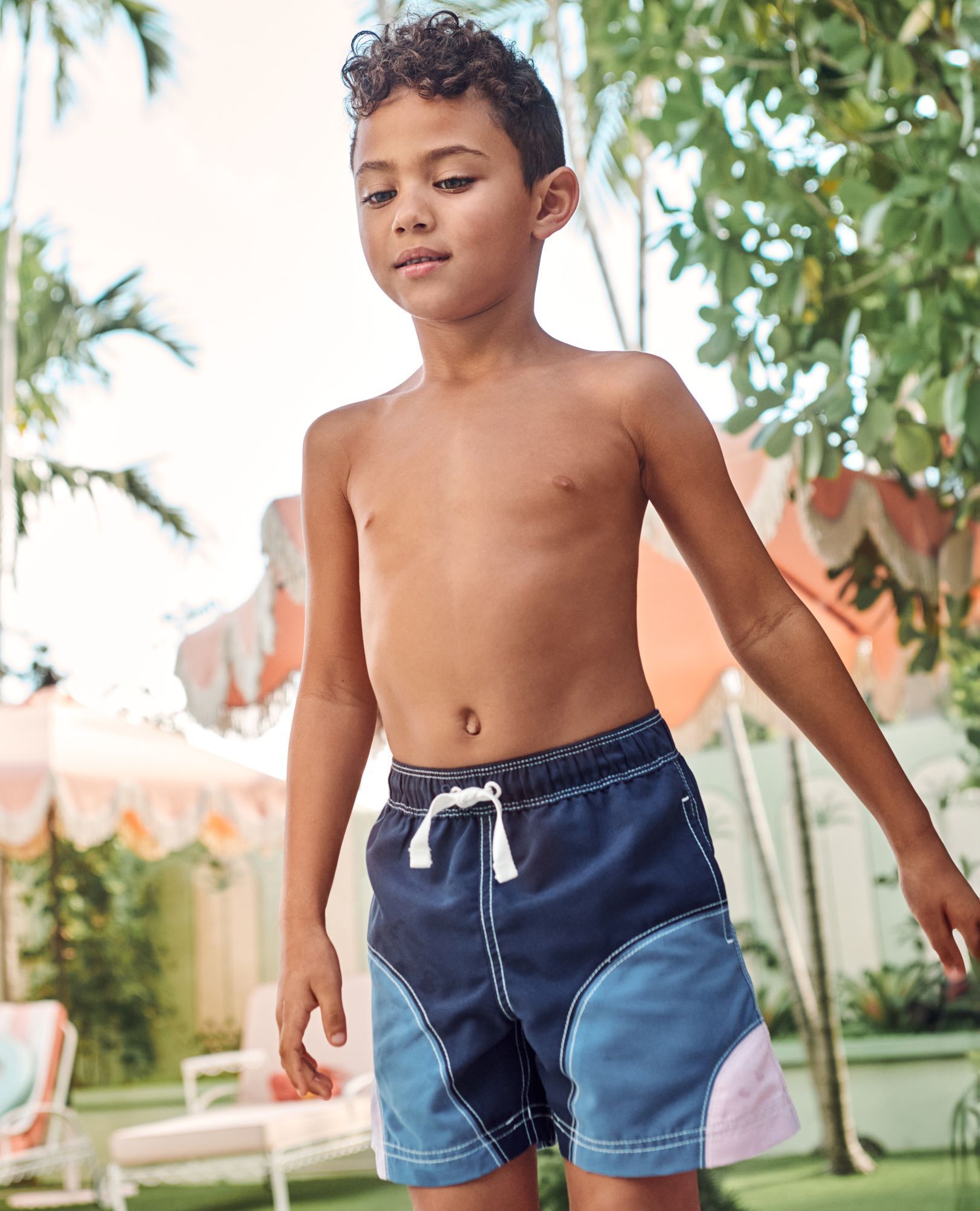 あおい☆Tightrope BrownSugar Swimming set Colorblock Swim Trunks | Hanna Andersson