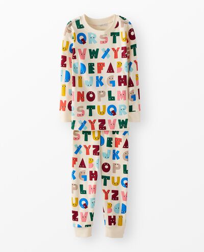 HannaSoft™ Stretch Pajama Set in ABC on Ecru - main