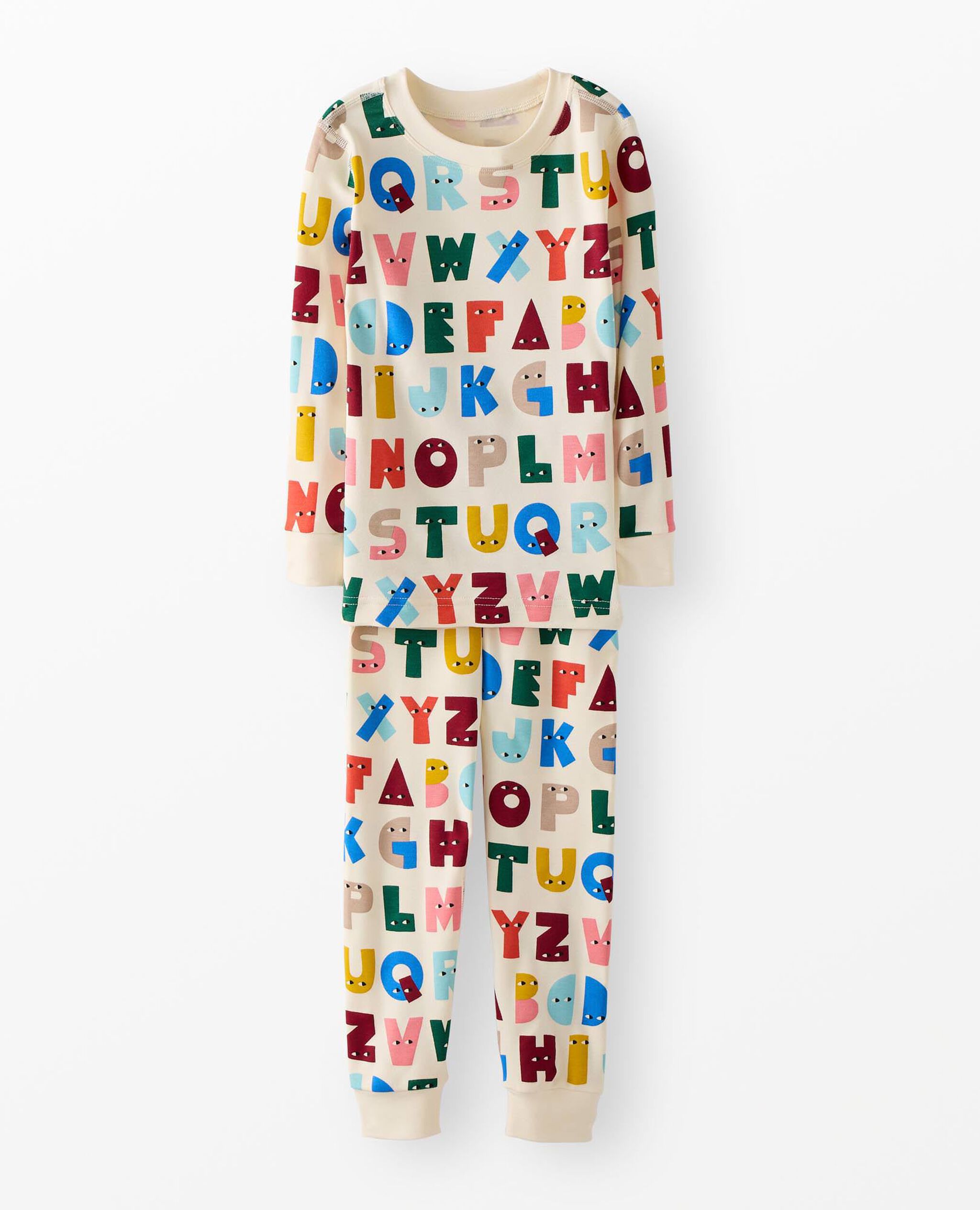 HannaSoft™ Stretch Pajama Set in ABC on Ecru - main