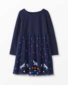 Embroidered Dress In Soft Tulle in Navy - main