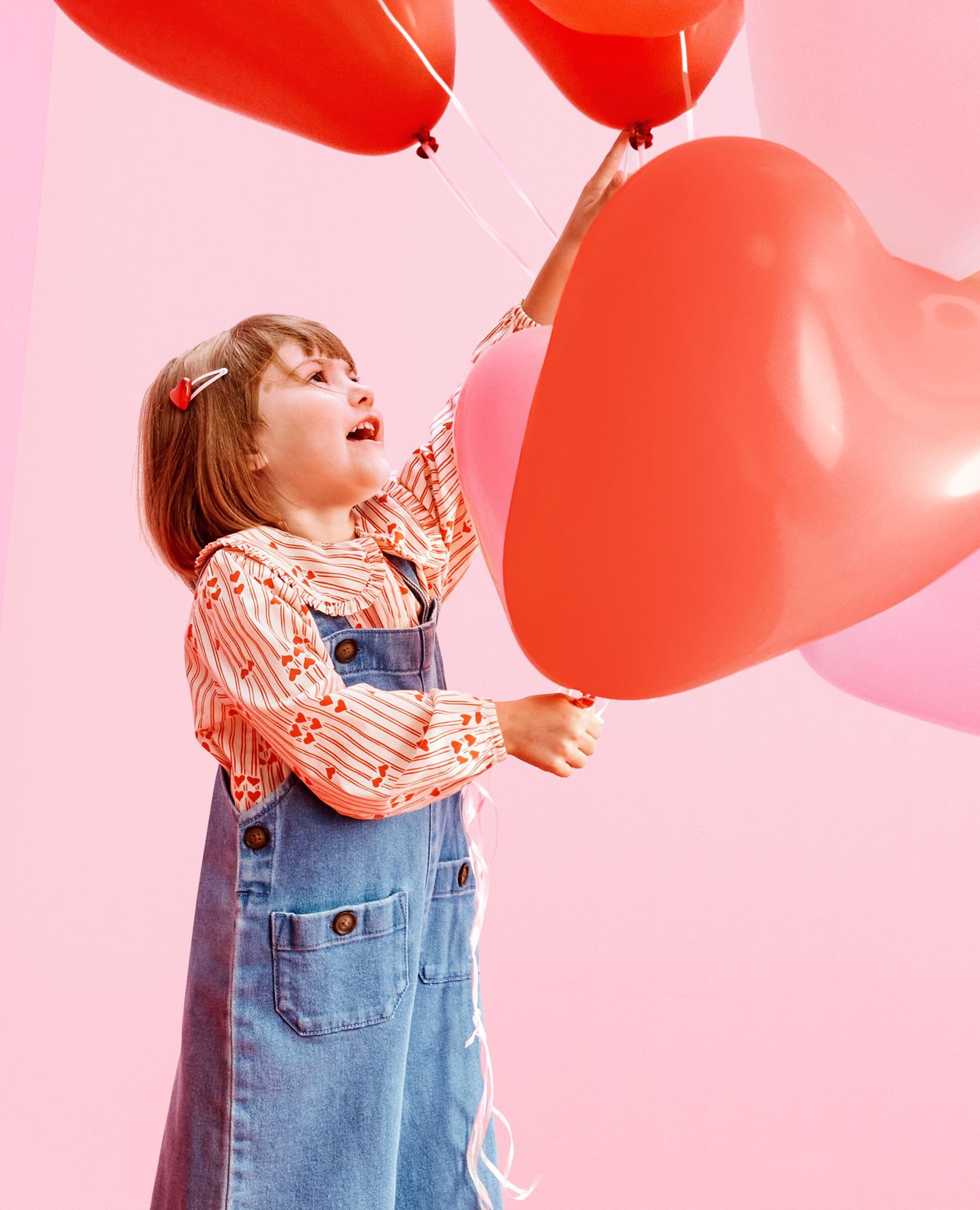 Poplin Collared Button Up Shirt in Red Stripes of Love - main