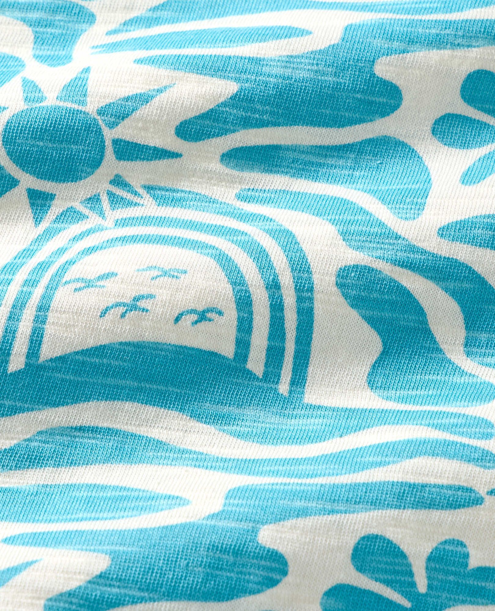 Oversized Button Up Shirt in Blue Beach on Ecru - main