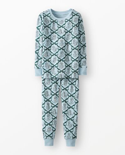 Disney Princess Holiday HannaSoft™ Stretch Pajama Set in Princess Bows - Blue - main