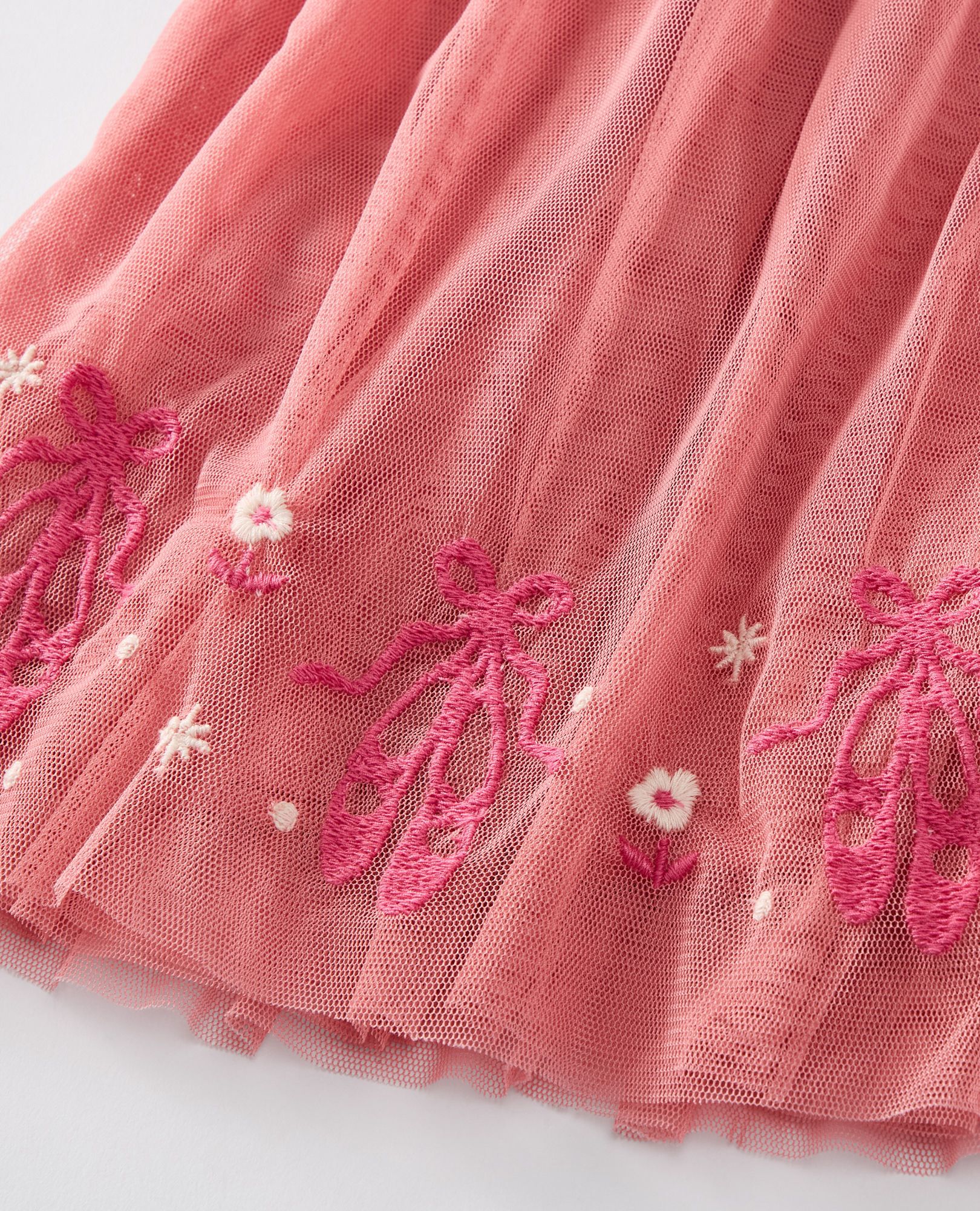 Long Sleeve Tulle Embroidered Skater Dress in Pointe Shoes on Macaron - main