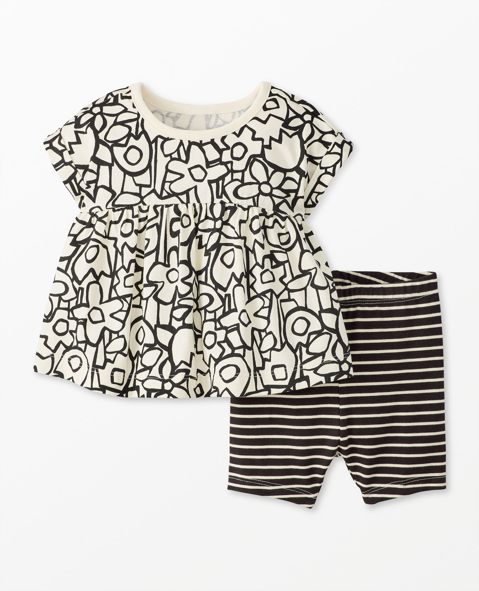 Baby Tunic Top & Shorts Set in Full Bloom on Ecru - main