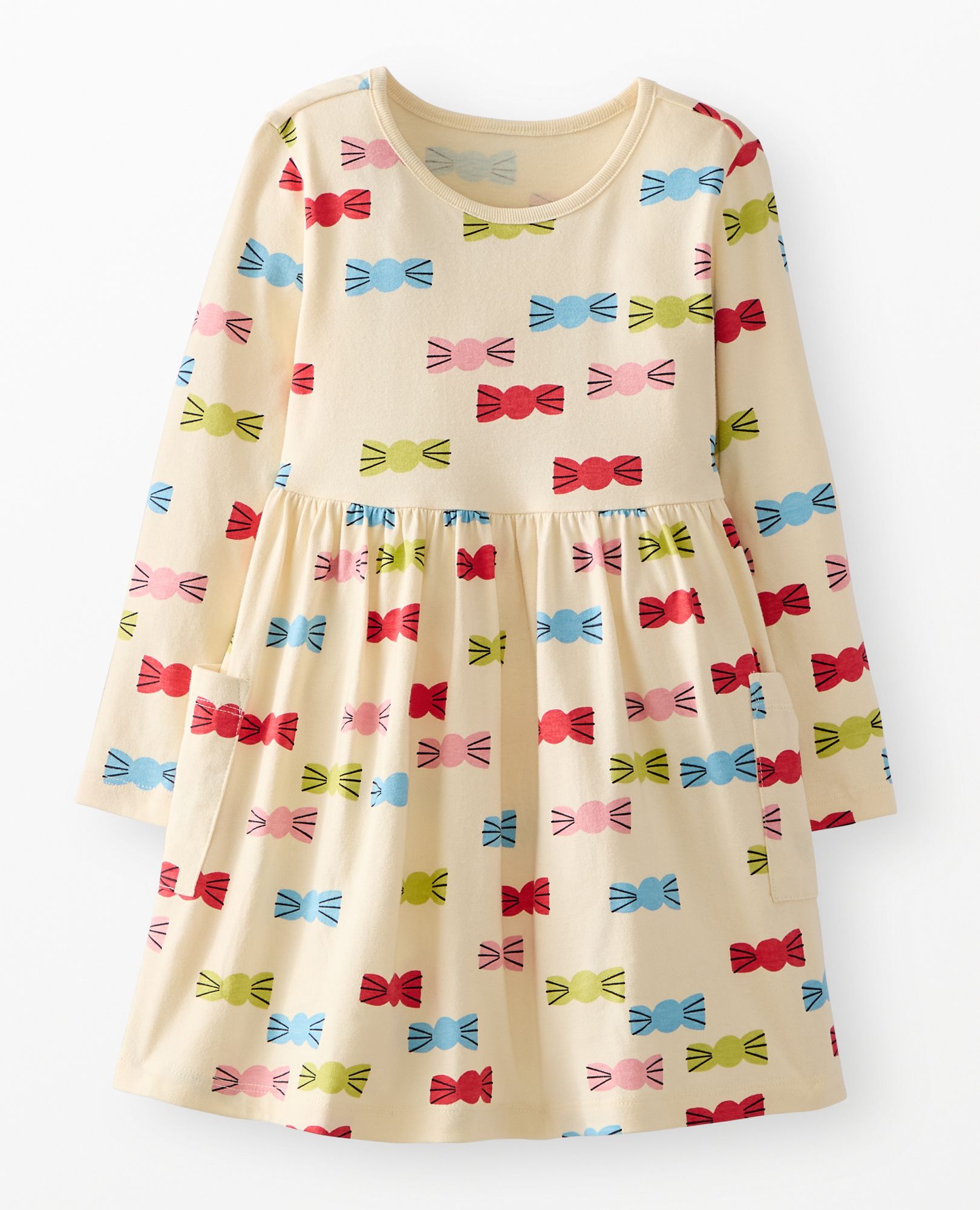 Holiday Long Sleeve Playground Dress with Pockets in Bright Candy Delight - main