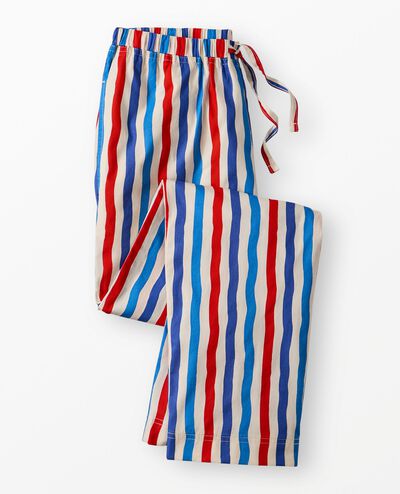 Adult Poplin Pajama Pants in RWB Wavy Stripes - main