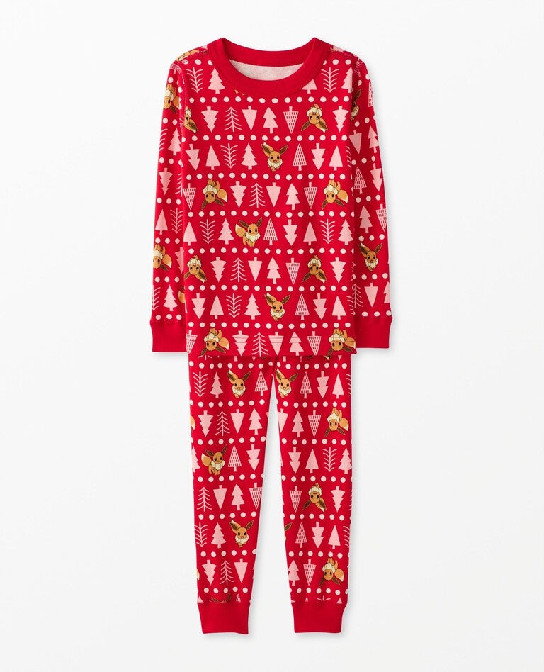 Kids Pokémon Holiday Long John Pajama Set in Ribbon Red - main