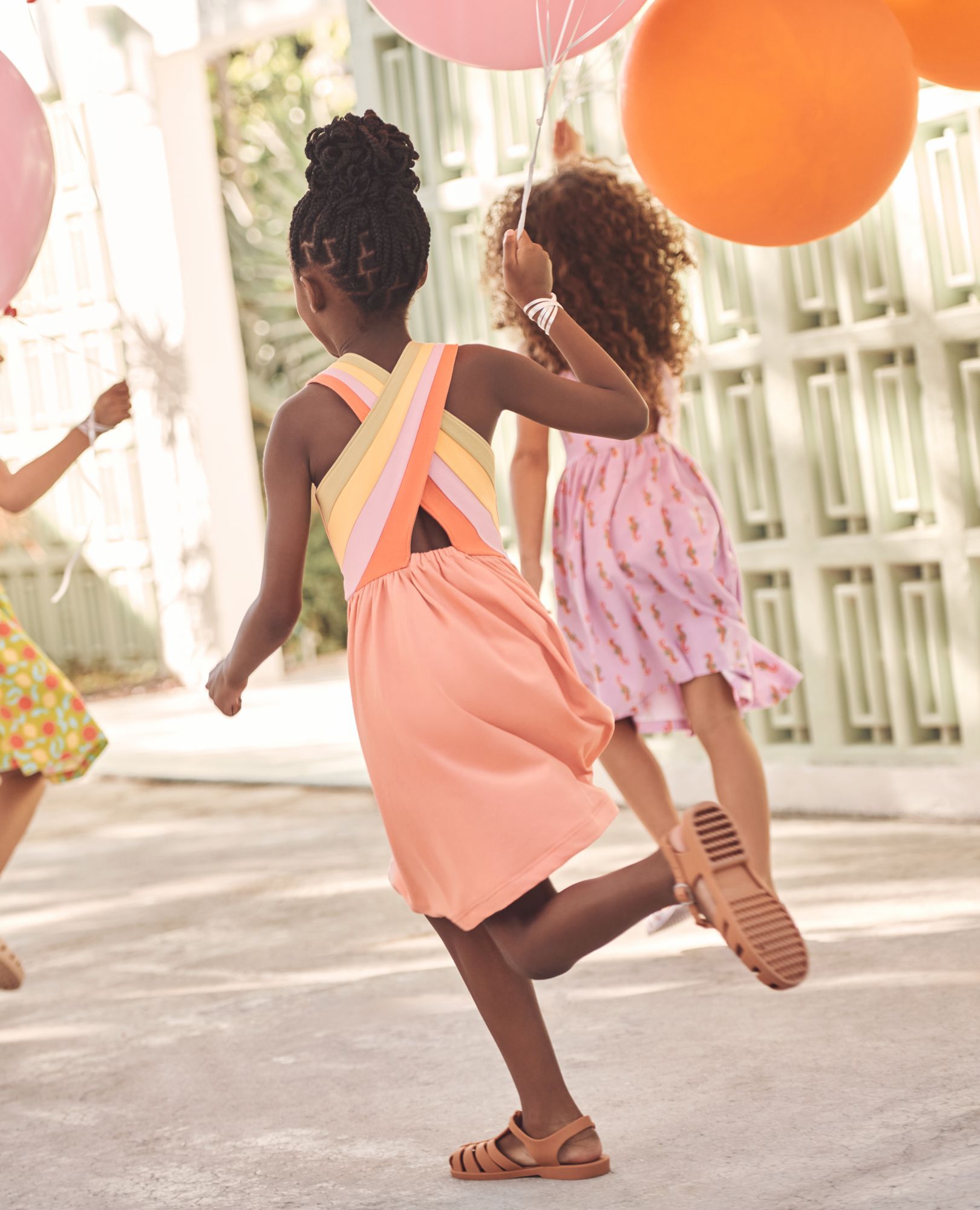 Rainbow Crossback Skater Dress with Pockets in Blooming Dahlia - main