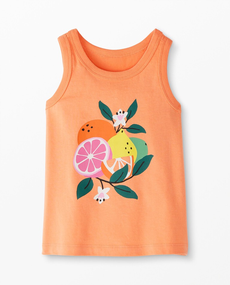 Graphic Tank In Cotton Jersey in Coral Reef - main
