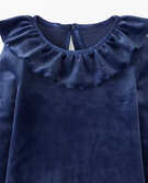Baby Ruffle Bodysuit In Recycled Velour in Navy Blue - main