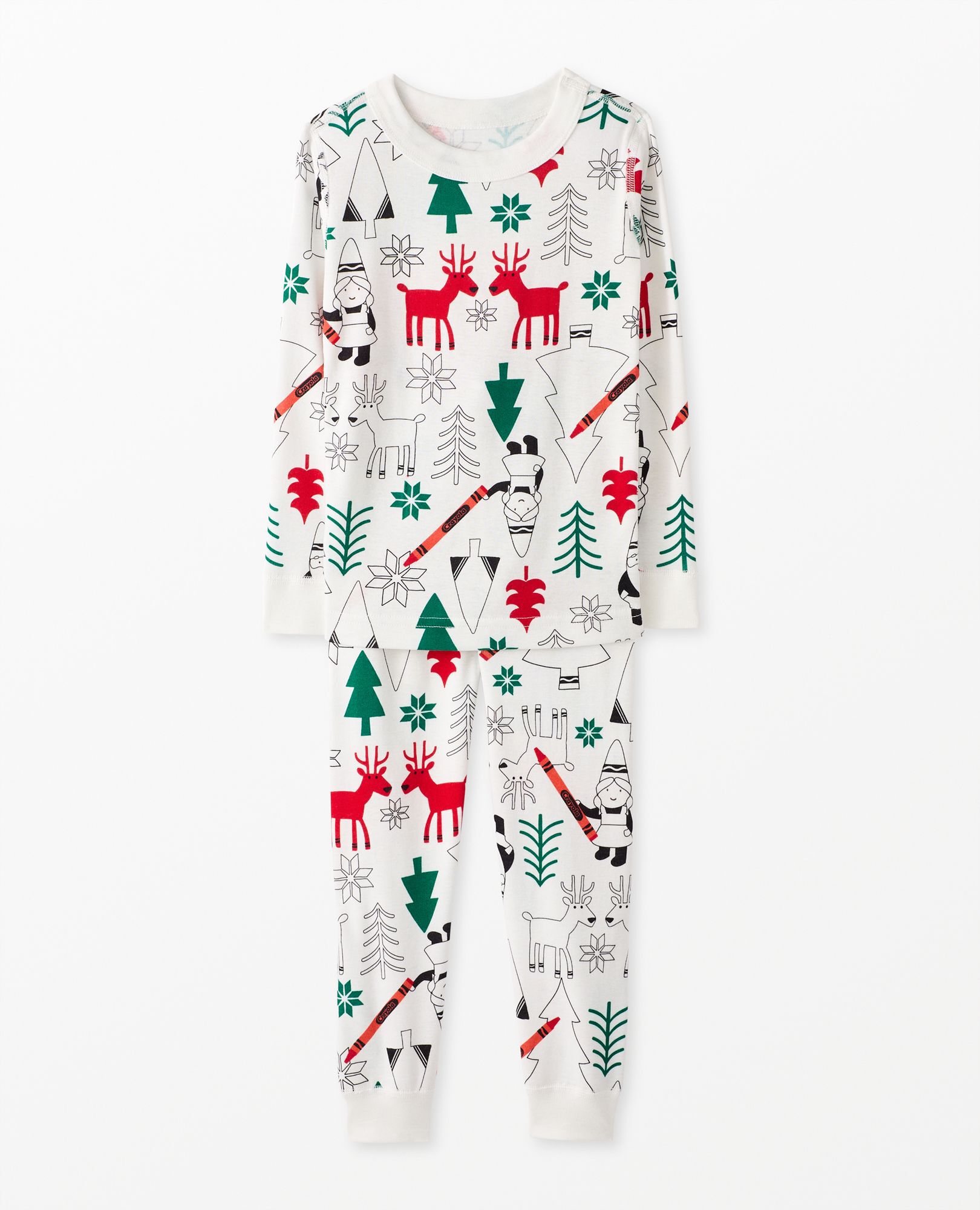 Kids Crayola® Color Your Dreams Holiday Long John Pajama Set in Crayola Color-in Holiday - main