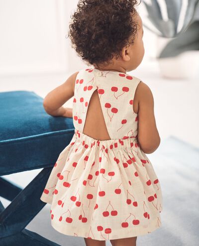 Baby Poplin Dress & Bloomers Set in Cherry on Top on Ecru - main