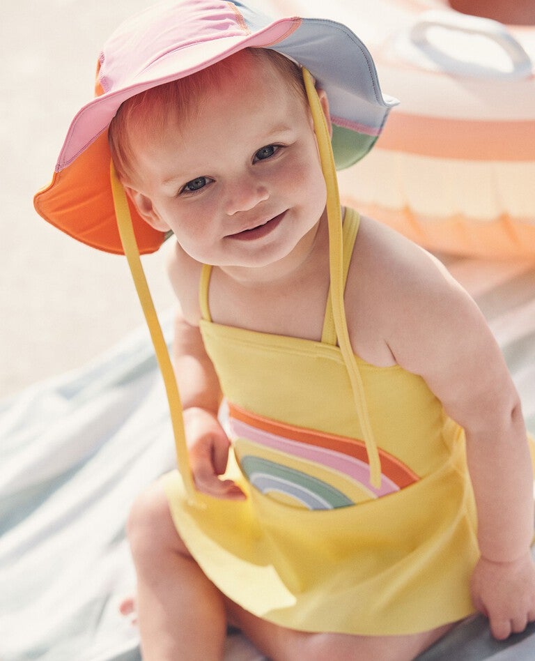 Baby One-Piece Rainbow Swimsuit & Swim Hat Set in Soleil - main