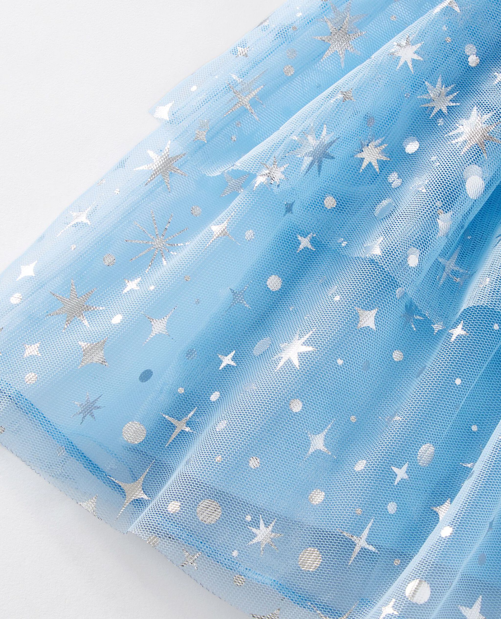 Baby Long Sleeve Tulle Shimmer Dress in Powder Blue - main
