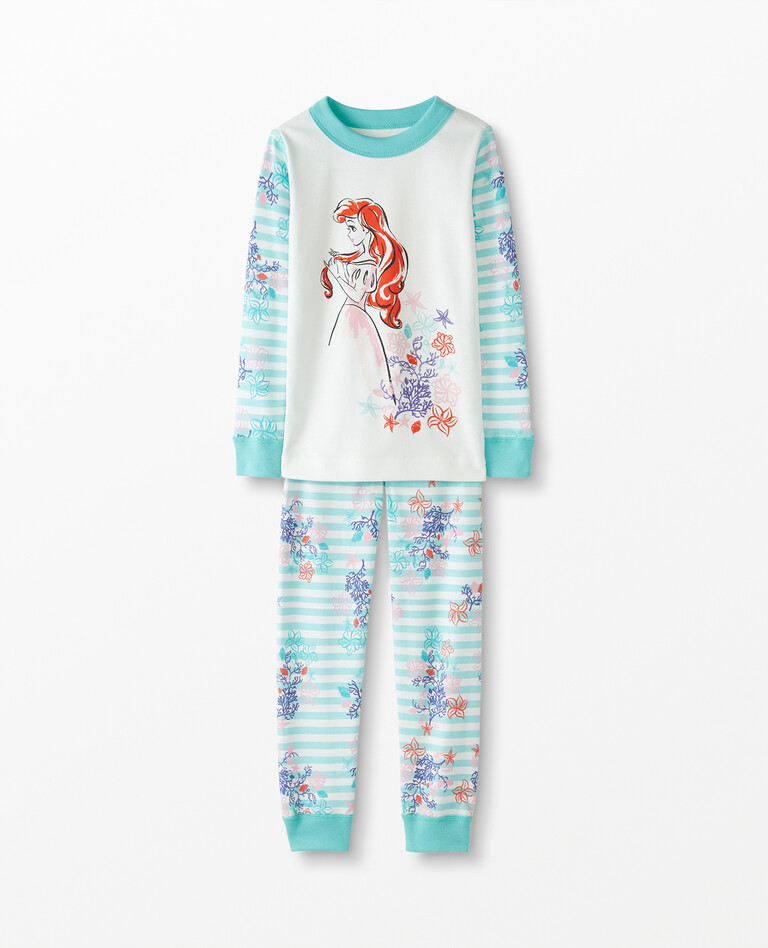 Disney Princess Long John Pajamas In Organic Cotton in Ariel - main