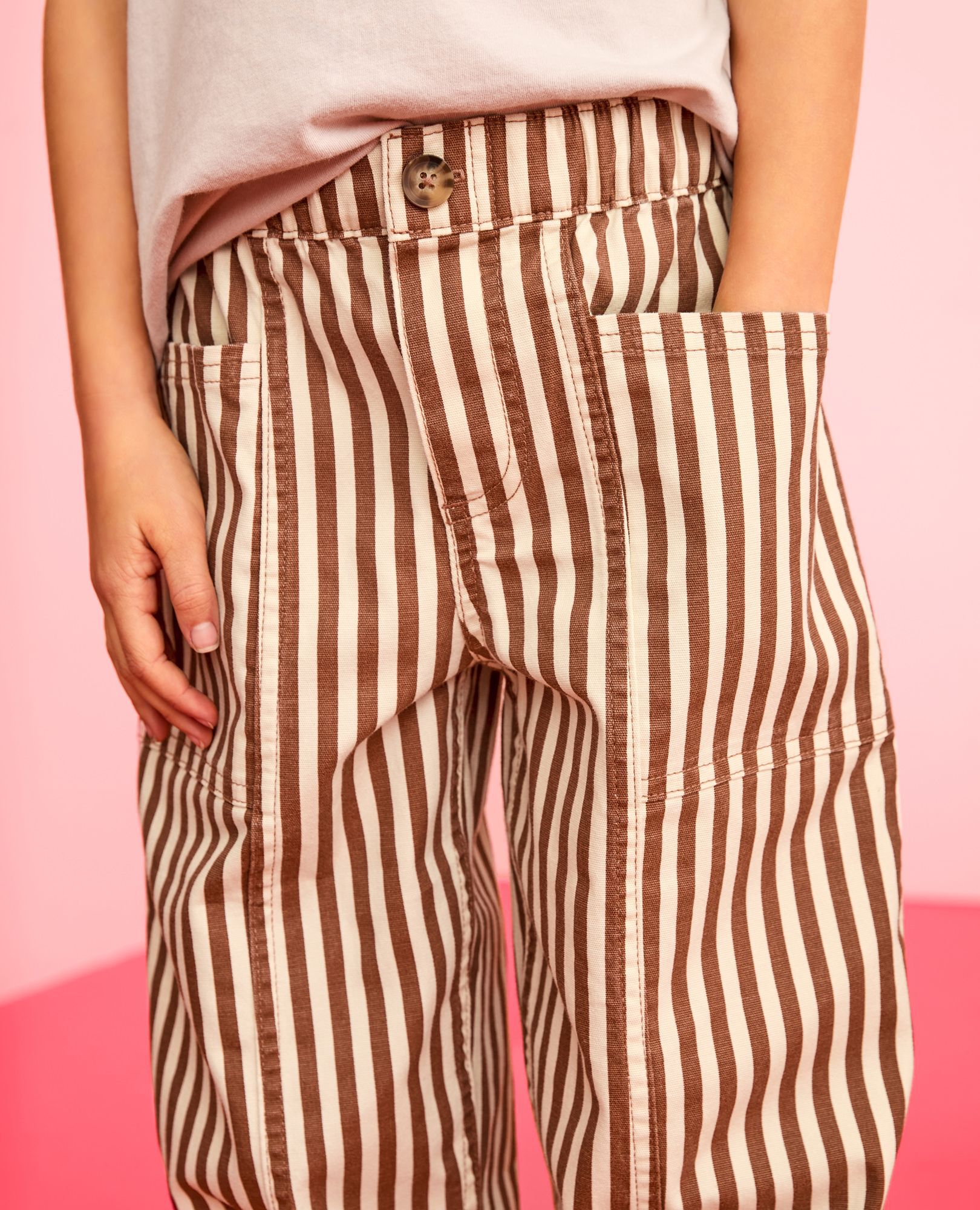 Canvas Barrel Pants in Tortoise Shell/Ecru - main