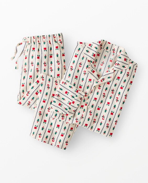 Girls' & Boys' Christmas Stripes Holiday Flannel Pajama Set in 100% Recycled Polyester - Size Little Kids 4 by Hanna Andersson