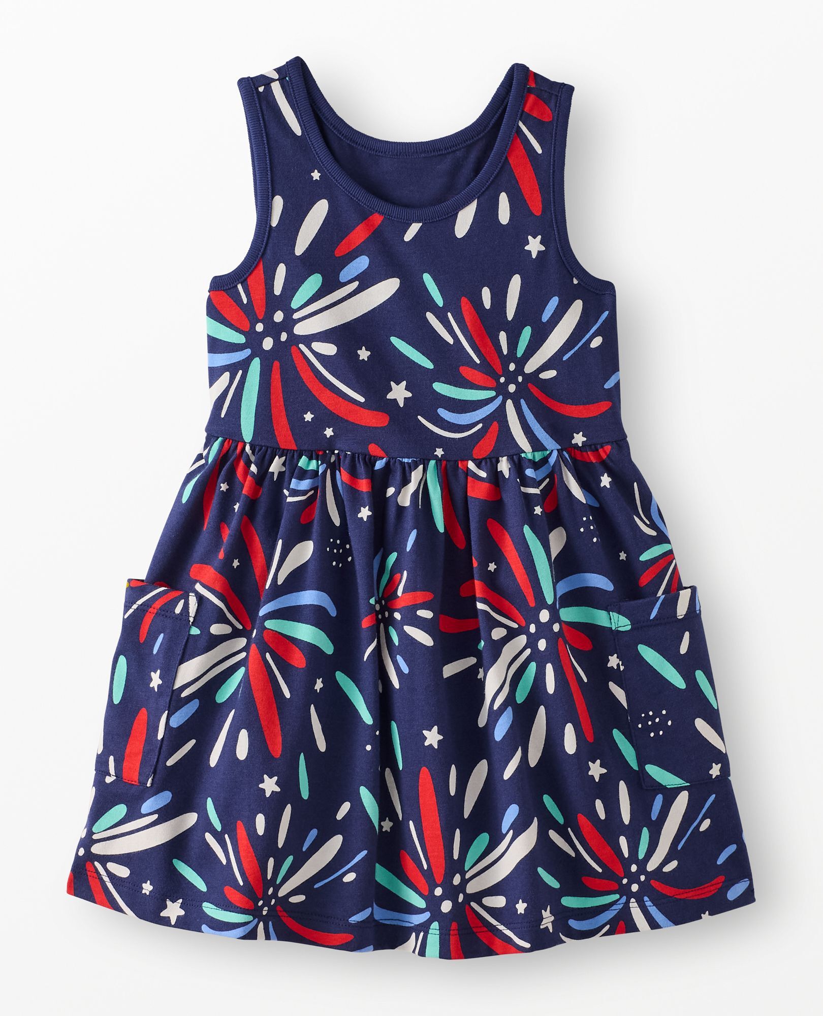 Sleeveless Playground Dress with Pockets in Fireworks - main