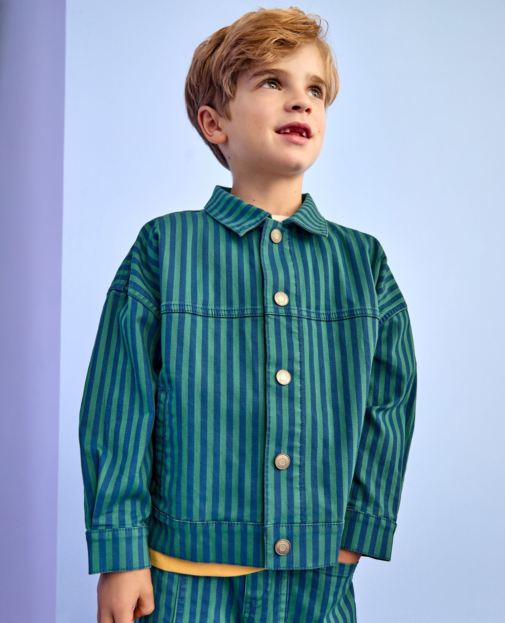 Oversized Canvas Jacket in Happy Blue/Bottle Green - main