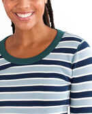 Women's Stripe Long John Top In Organic Cotton in Navy Blue/North Air - main