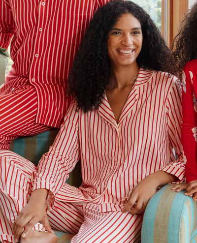 Women's Long Sleeve HannaSoft™ Pajama Set in Ribbon Red/Ecru - main
