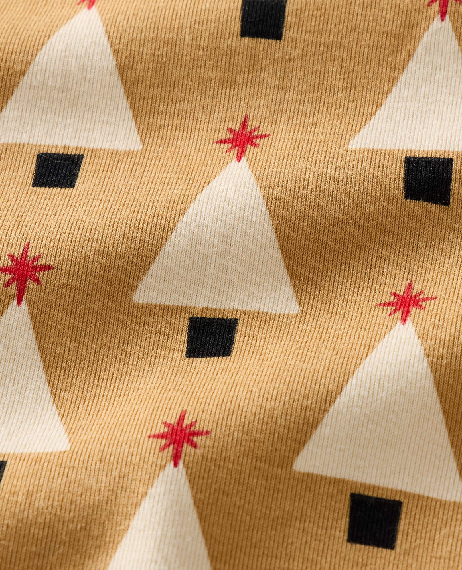 Adult Holiday Long John Pajama Set in Winter Trees on Camel - main