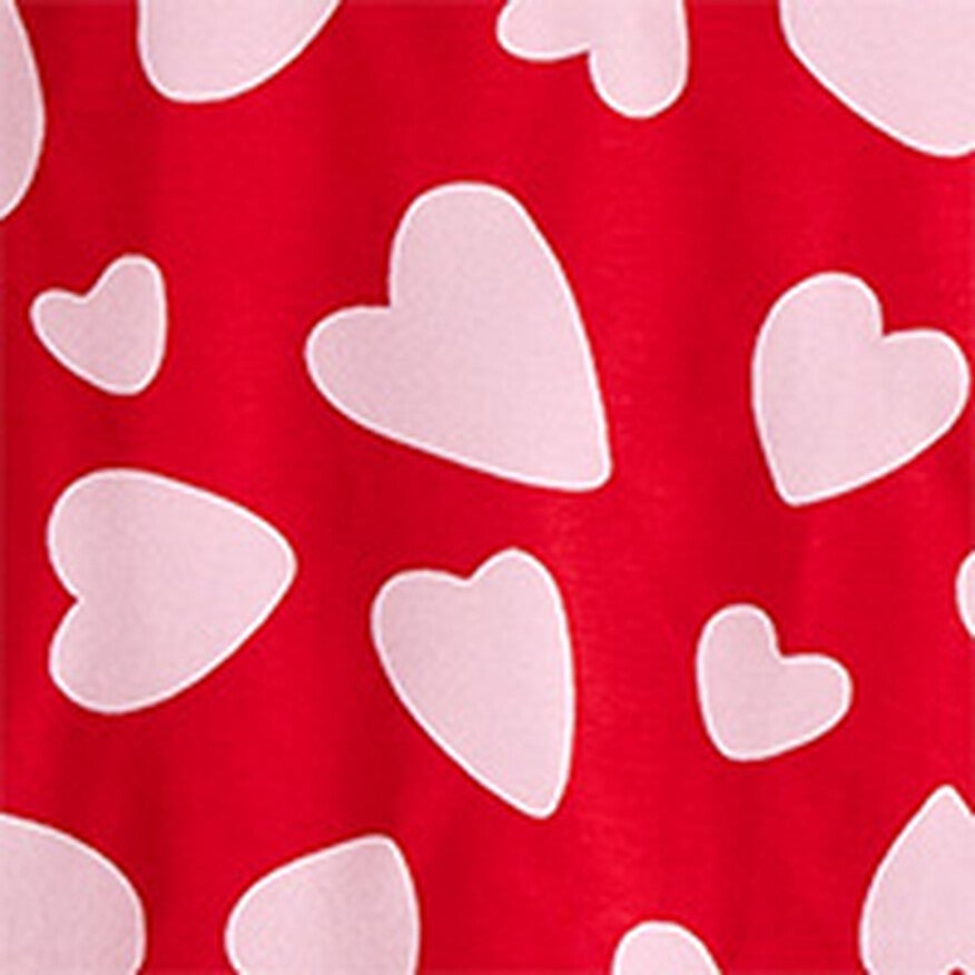 Pink Artful Hearts on Red Pajamas
