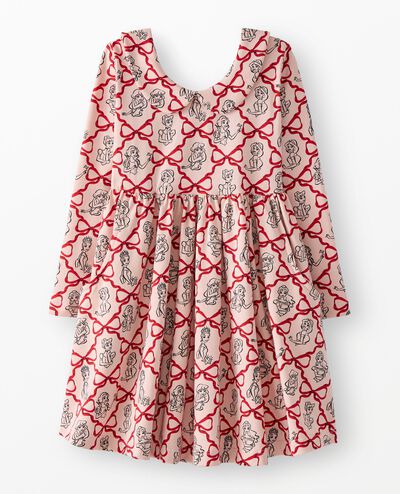 Disney Princess Holiday Long Sleeve Collared Skater Dress with Pockets in Princess Bows - Pink - main