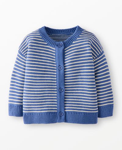 Baby Striped Cardigan Sweater in Dutch Blue/Almond Oil - main