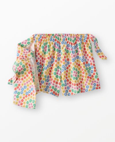 Wrap Skort in Swirly Floral on Ecru - main