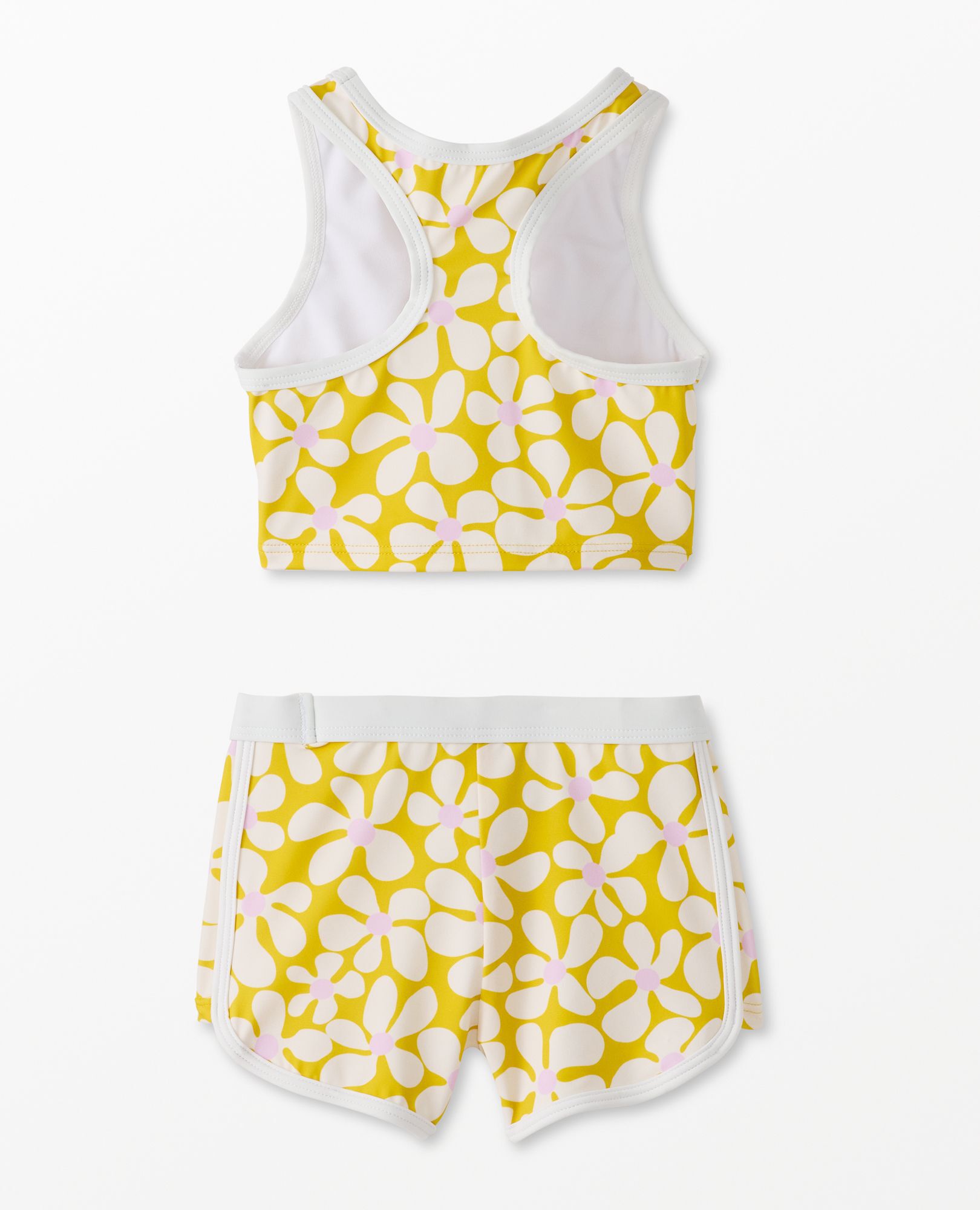 Two-Piece Racerback Swimsuit in Groovy Daisy on Sulfur Yellow - main