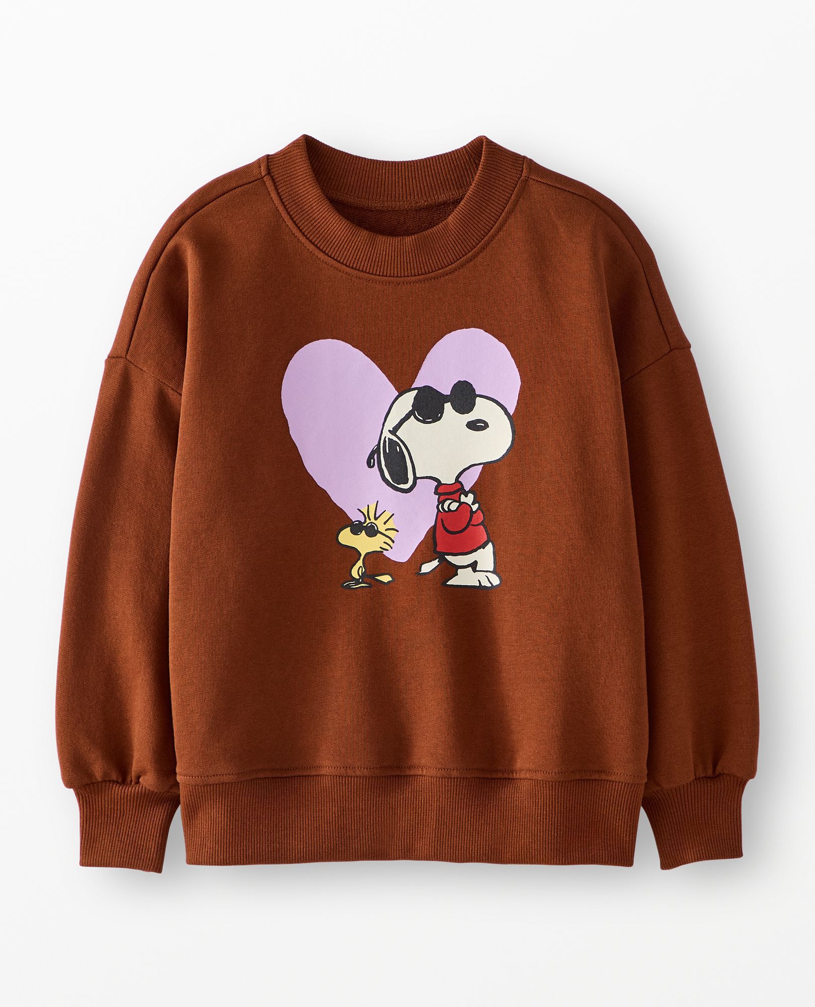 Peanuts Oversized French Terry Sweatshirt in Snoopy Joe Cool Brown - main