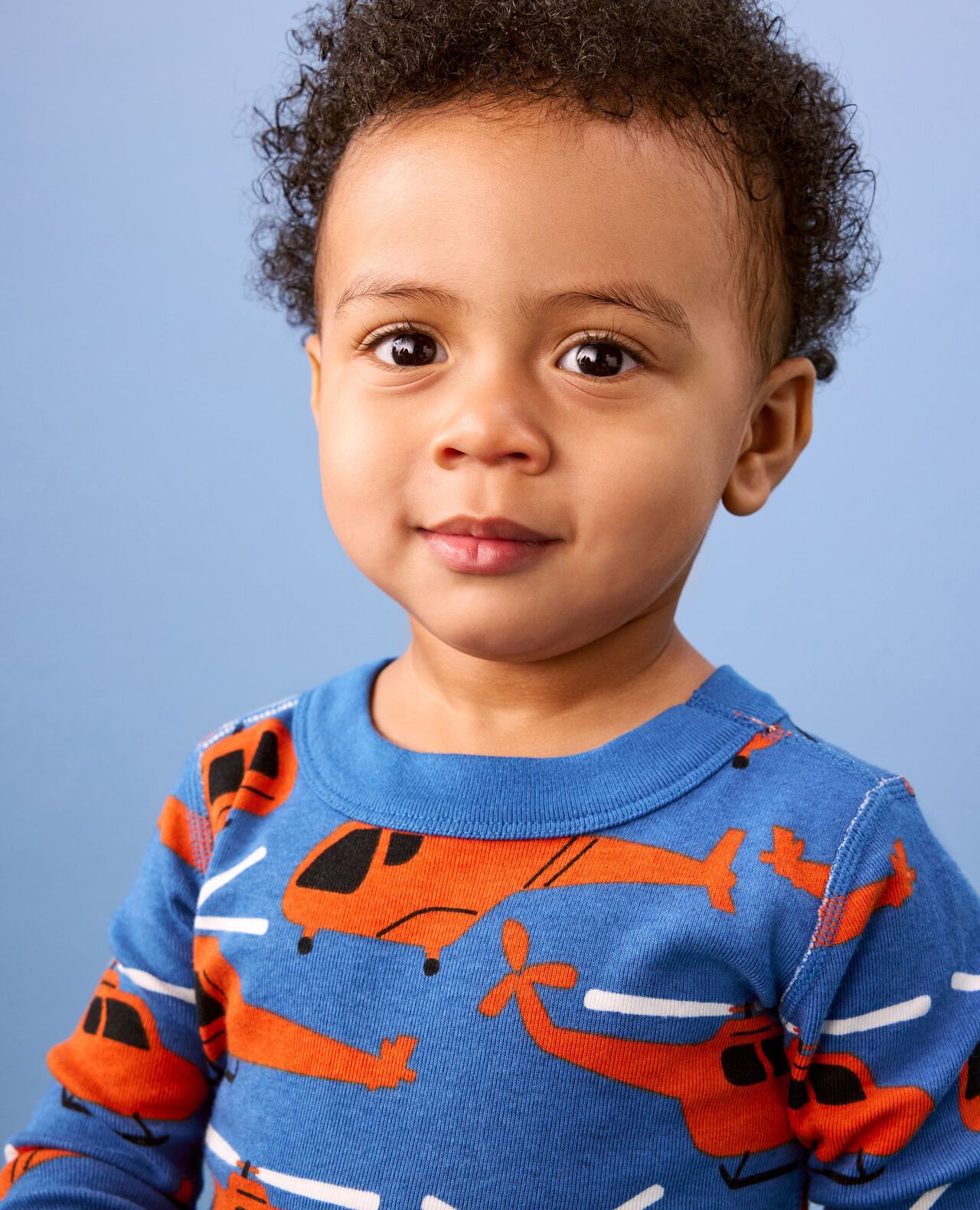 HannaJams™ Pajama Set in Helicopters on Shadow Blue - main