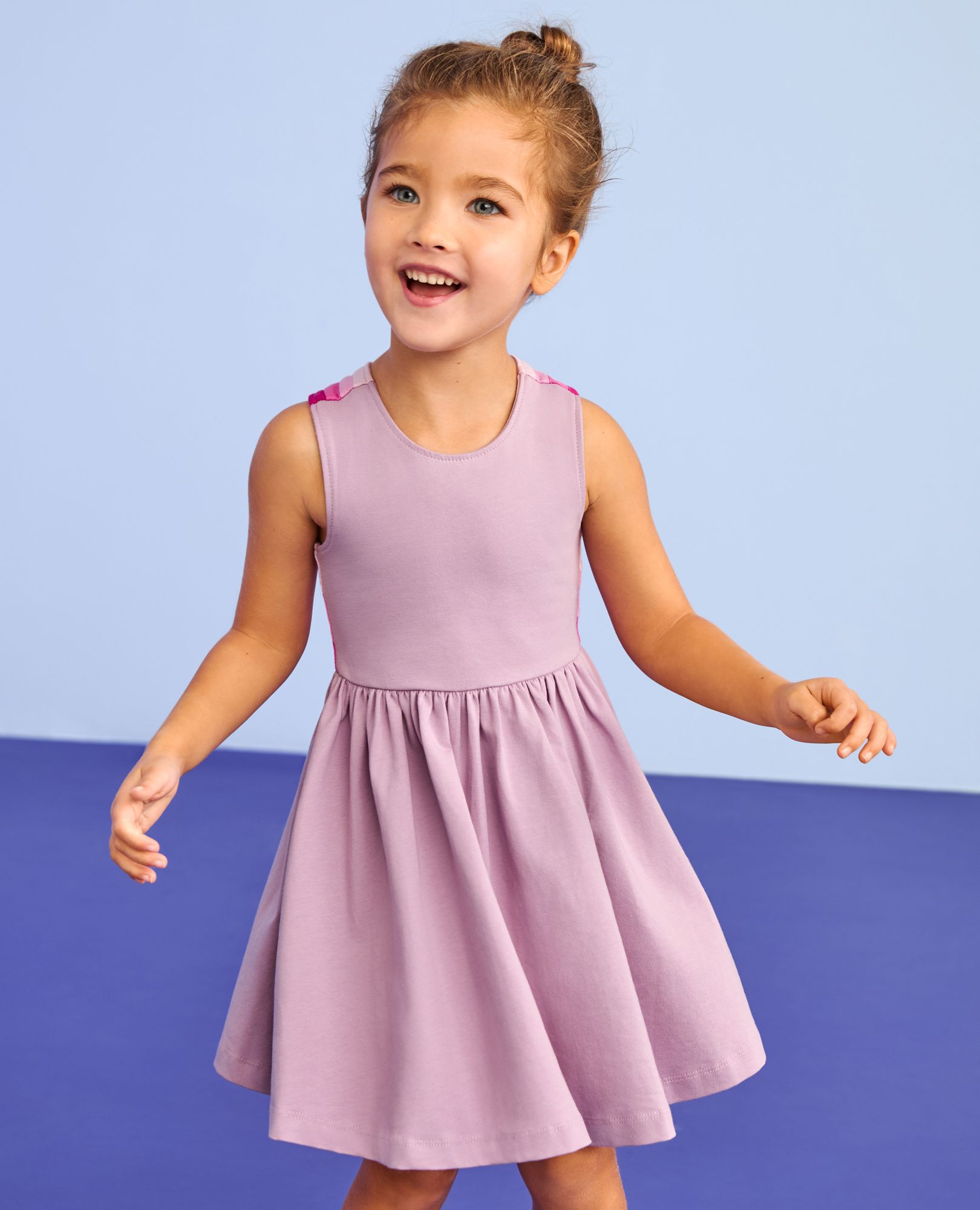 Rainbow Crossback Skater Dress with Pockets in Lavender Mist - main