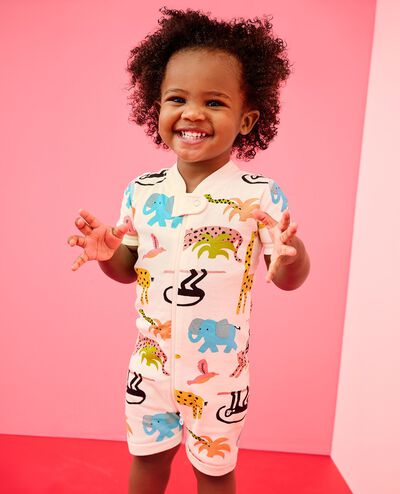 HannaJams™ Sleeper in Jungle Animals on Ecru - main