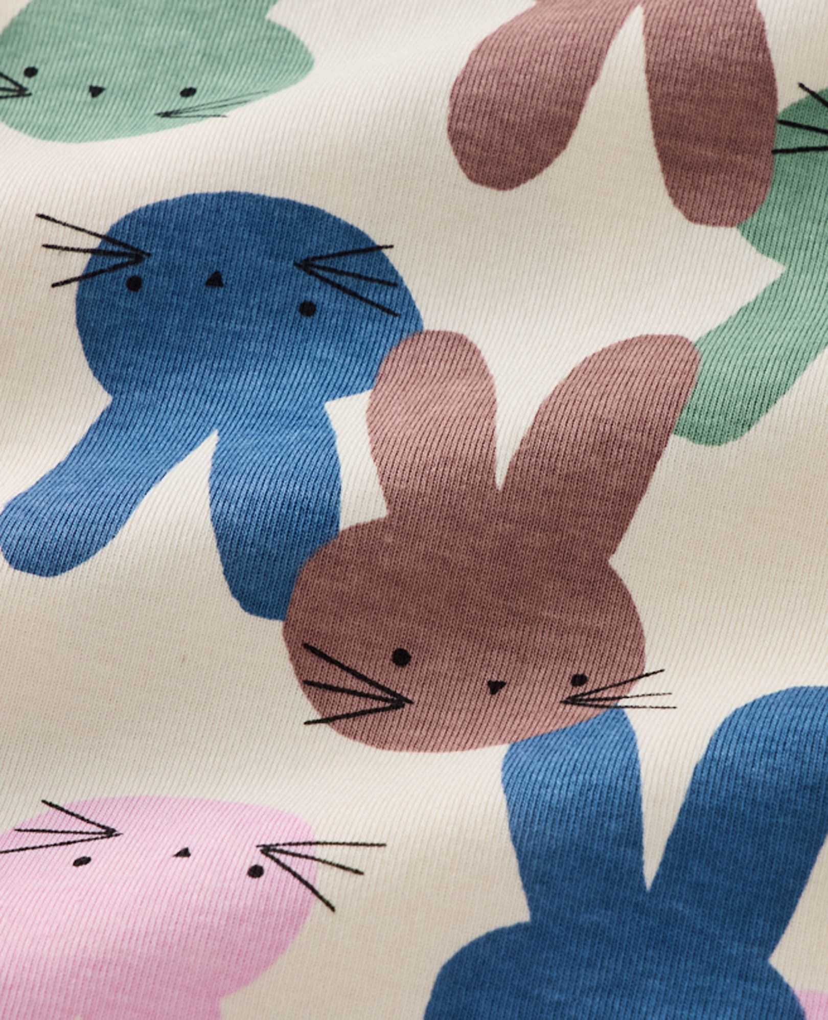 Adult Easter Long John Pajama Set in Multi Bunnies - main