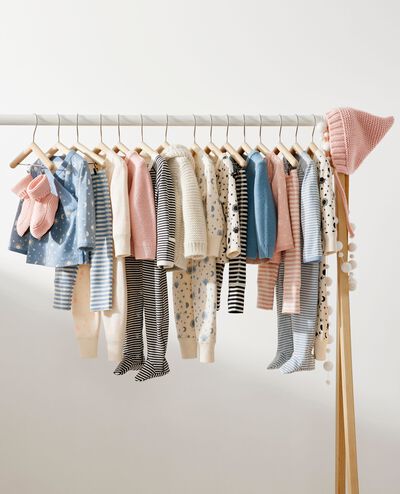 Baby Layette Footed Sleeper in Ecru/North Air - main