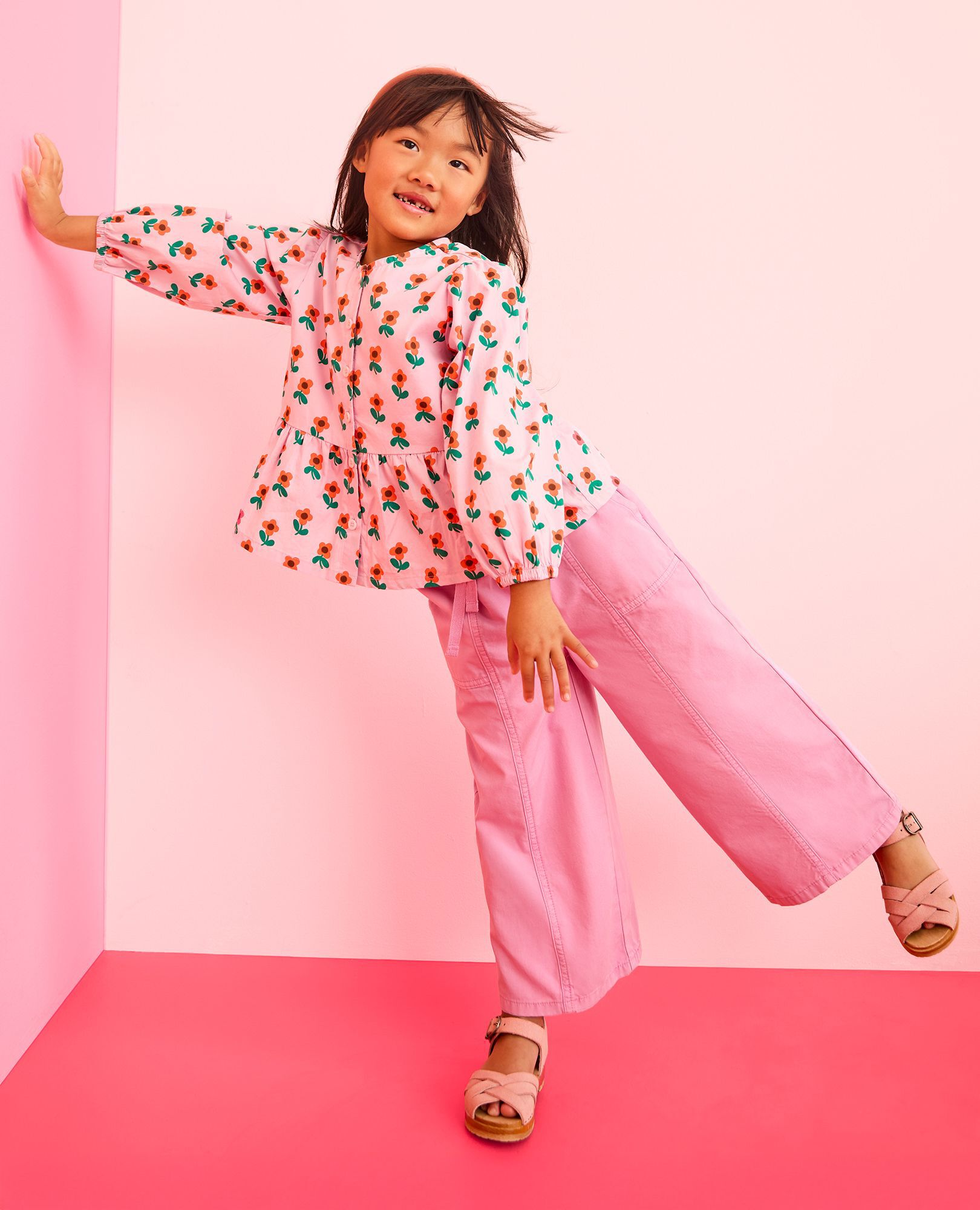 Canvas Wide Leg Pants in Echinacea - main