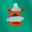 Adult Holiday Flannel Pajama Top in Fresh Catch on Bottle Green - swatch