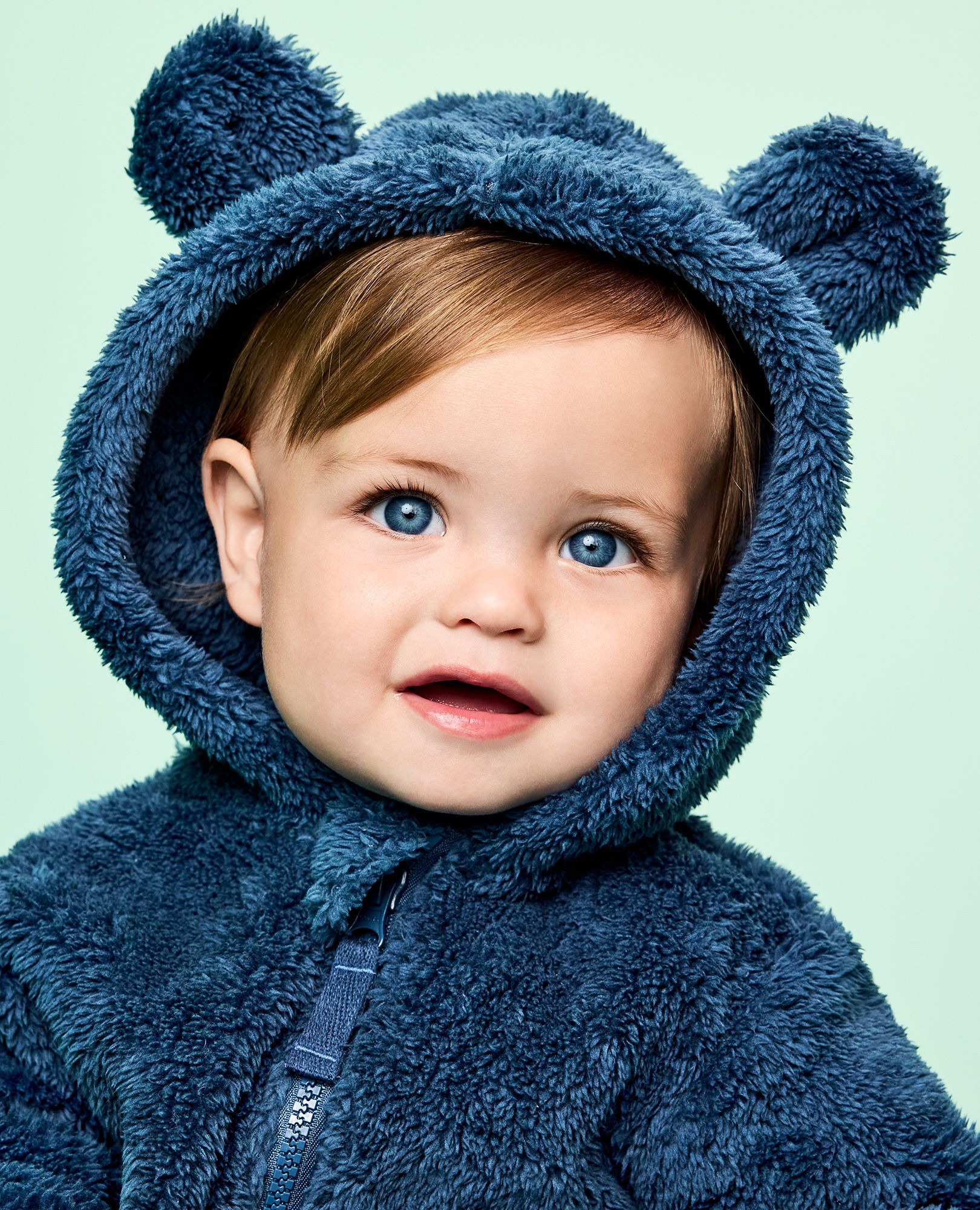 Baby Marshmallow Fleece Romper in Midnight Blue - main