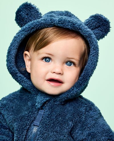 Baby Marshmallow Fleece Romper in Midnight Blue - main