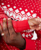 Baby Zip Sleeper In Organic Cotton in Heritage Fairisle in Red - main