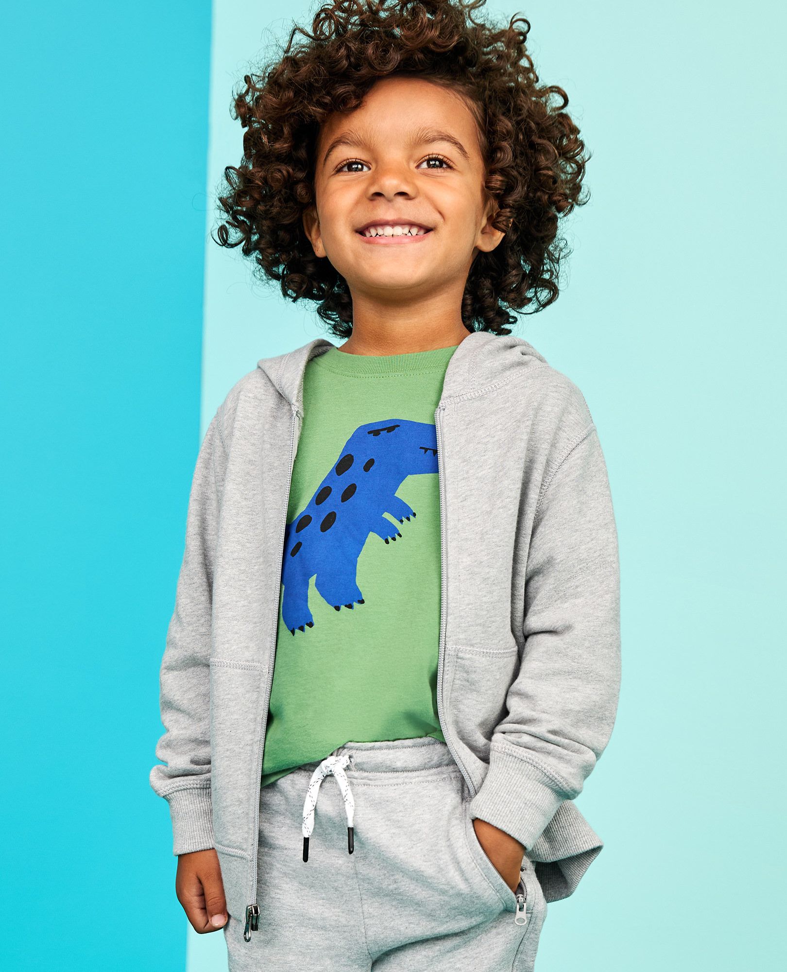 Relaxed Fit Graphic T-Shirt in T-Rex on Green - main