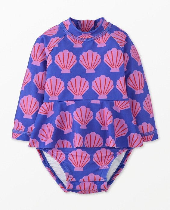 Girls' Seashells Baby Skirted Rash Guard Swimsuit - Size Toddler 3 by Hanna Andersson