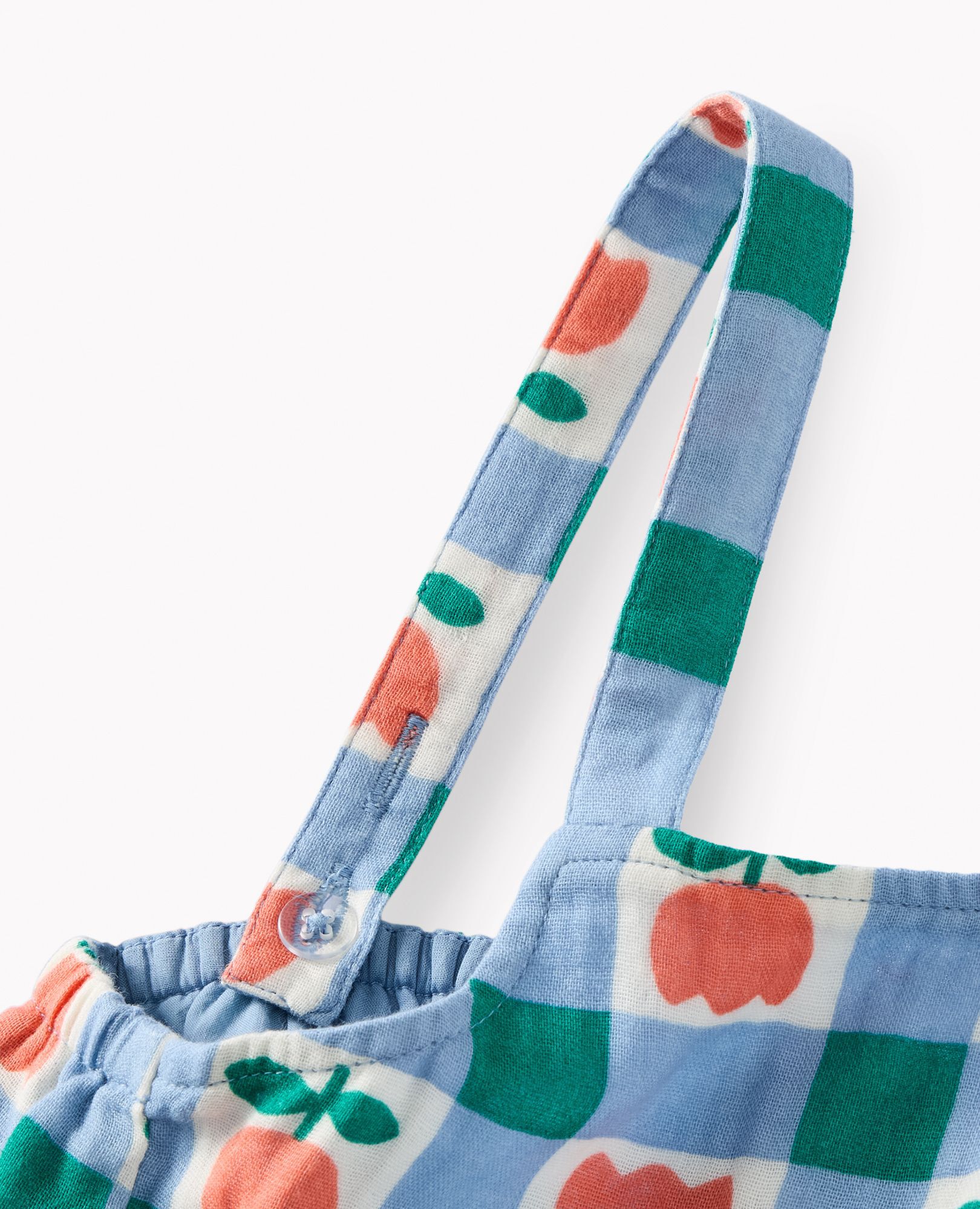 Sleeveless Tiered Muslin Dress in Blue Checkered Tulip - main