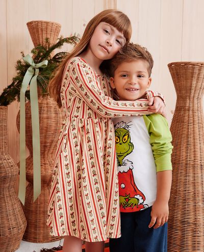 Dr. Seuss Grinch Long Sleeve Skater Dress with Pockets in Cindy Lou Wallpaper - main