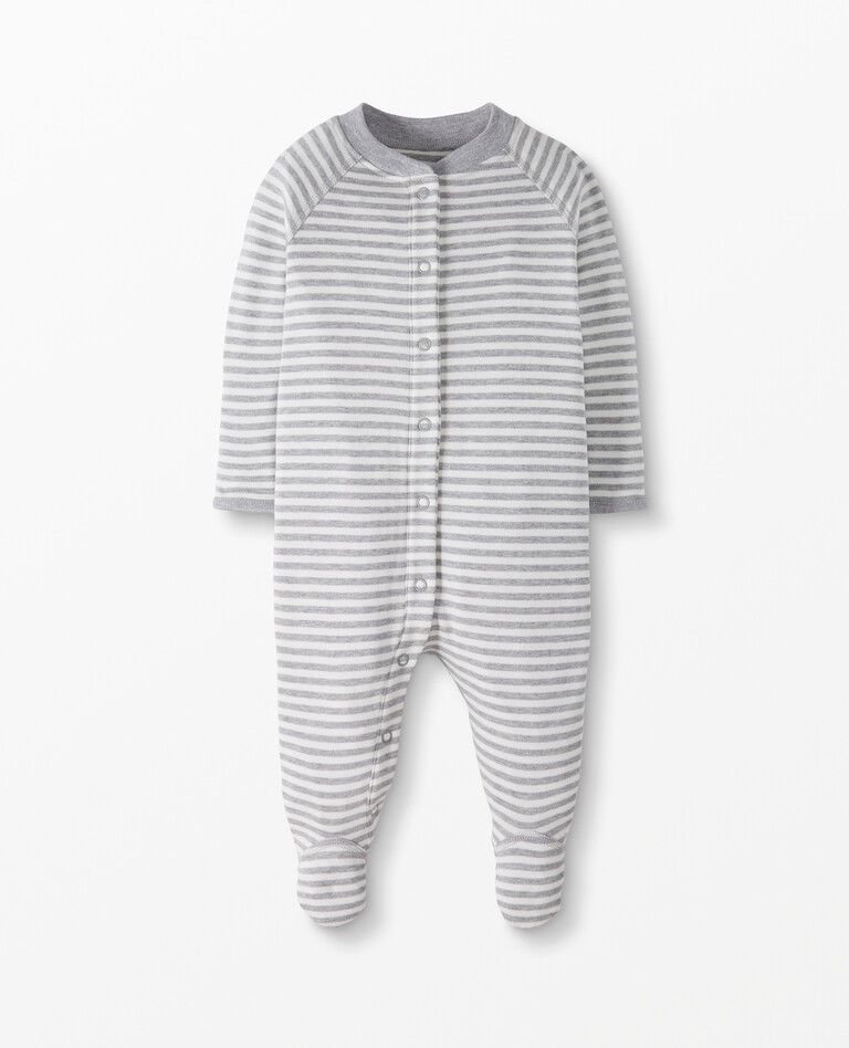 Baby Snap Footed Sleeper In Organic Cotton in Heather Grey - main